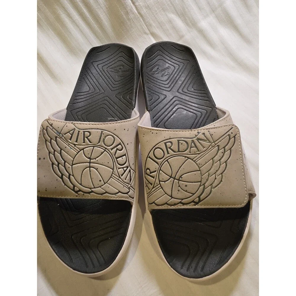 Nike Air Jordan Hydro 7 Tech Grey Wings Logo Slides Men's Size 12 HTF 2018 Rare